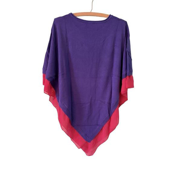 NWT IMAN Global Chic XS purple Pink Womens Purple Poncho Sweater Top - Picture 2 of 4